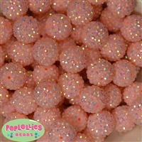 20mm Peach Rhinestone Bubblegum Beads Bulk