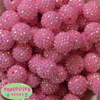 20mm Pink Rhinestone Bubblegum Beads Bulk