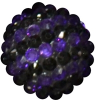 20mm Purple and Black Stripe Rhinestone Bubblegum Bead