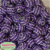 20mm Purple and Silver Stripe Rhinestone Bubblegum Bead