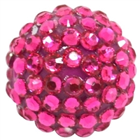 20mm Rose Rhinestone Bubblegum Beads