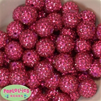 20mm Rose Rhinestone Bubblegum Beads