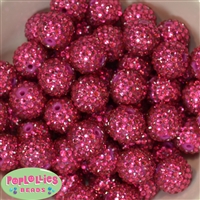 20mm Rose Rhinestone Bubblegum Beads Bulk