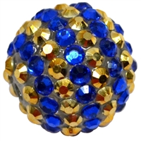 20mm Gold and Royal Blue Stripe Rhinestone Bubblegum Beads