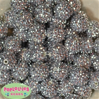 20mm Silver Rhinestone Bubblegum Beads