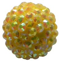 20mm Yellow Rhinestone Bubblegum Beads