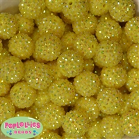 20mm Yellow Rhinestone Bubblegum Beads