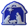 Blue and White Christmas Nativity Silicone Focal Bead