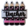 Hot Pink and Black Teacher Silicone Focal Bead