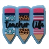 Turquoise Teacher Life on Multi Color Pencils Silicone Focal Bead