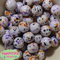 20mm White Splattered Miracle AB Acrylic Bubblegum Beads