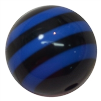 20mm Black & Royal Blue Stripe Resin Bubblegum Beads