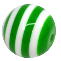 20mm Christmas Green Stripe Resin Bubblegum Beads