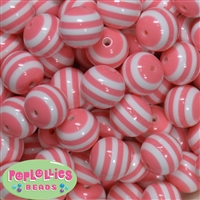 20mm Coral Stripe Resin Bubblegum Beads