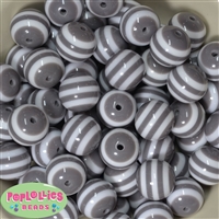20mm Gray Stripe Resin Bubblegum Beads Bulk