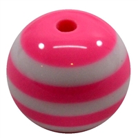 20mm Hot Pink Stripe Resin Bubblegum Beads