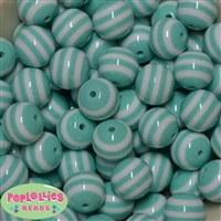 20mm Mint Stripe Resin Bubblegum Beads