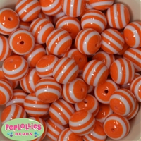 20mm Orange Stripe Resin Bubblegum Beads