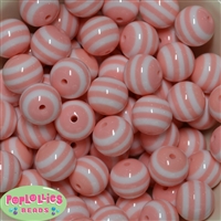 20mm Peach Stripe Resin Bubblegum Beads