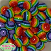 20mm Rainbow Stripe Resin Bubblegum Beads