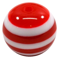 20mm Red Stripe Resin Bubblegum Beads