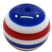 20mm Red White & Blue Stripe Resin Bubblegum Beads