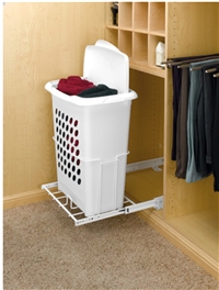 20" Pull-Out Hamper w/ Plastic Bin & Lid- White