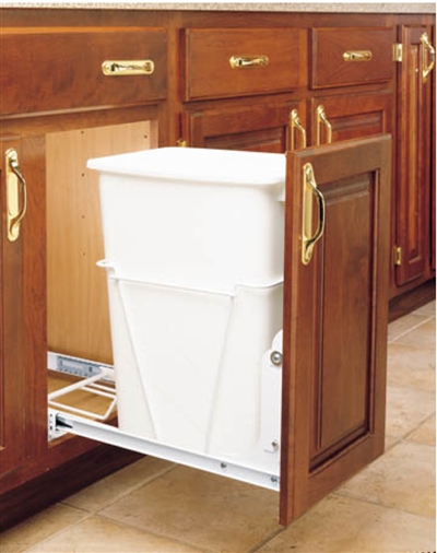 RAS 1 x 50Qt Pull-Out Waste Container (11-1/4" W x 22" D x 23-1/4" H) - White