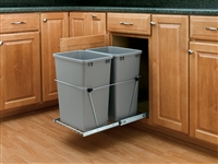RAS 2 x 35Qt Pull-Out Waste Container  (14 3/8"W x 22"D x 19 1/4"H) - Chrome/ Silver