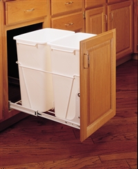 RAS 2 x 35Qt Pull-Out Waste Container (14 3/8"W x 22"D x19 1/4"H) - White