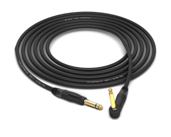 Rush Order Gotham GAC-1 Ultra Pro Instrument Cable | Neutrik Gold 1/4 TS to 90º Right-Angle 1/4 TS Connectors