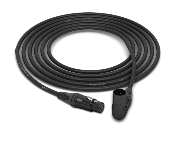 Gotham GAC-3 Mic Cable | GAC-3 & Neutrik Gold Straight XLR-Female to 90&deg; Right-Angle XLR-Male