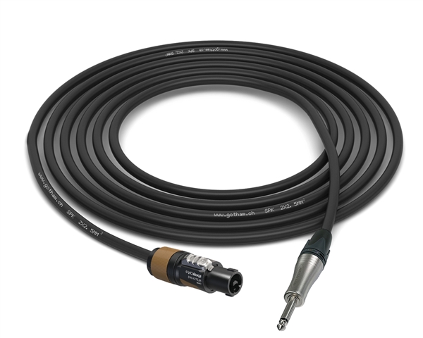 Speakon to Straight 1/4" TS Cable | Made from Gotham 13 AWG SPK 2x2 & Neutrik Speakon & Jumbo 1/4" TS Connector