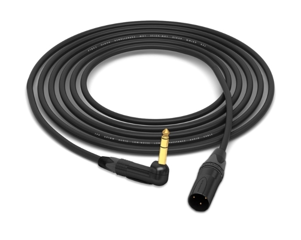 90&deg; Right-Angle 1/4" TRS to Straight XLR-Male Cable | Made from Grimm TPR & Neutrik Gold Connectors