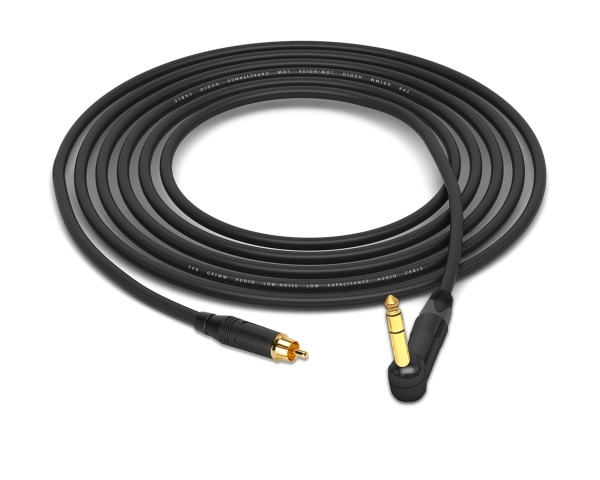 RCA to 90&deg; 1/4' TRS Cable | Made from Grimm TPR & Amphenol Gold & Neutrik Gold Connectors