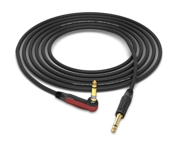 Rush Order Mogami 2524 Cable | Neutrik Gold 90° Right-Angle Silent 1/4" TS Connector