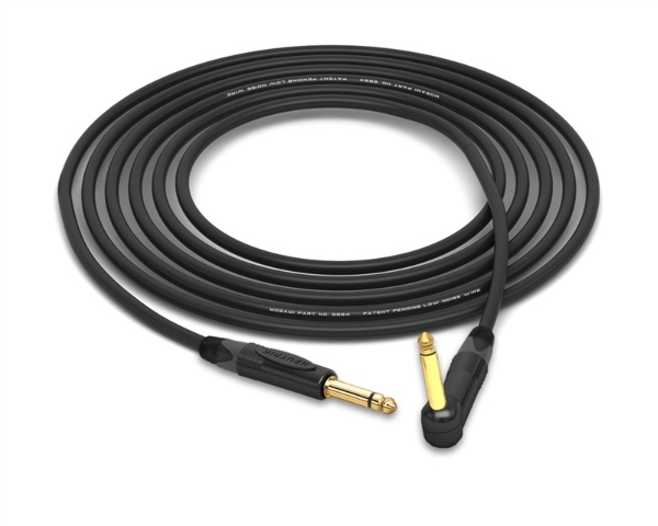 Instrument Cable | Guitar Bass & Keyboard | Made from Mogami 2524 & Neutrik Gold 1/4" TS to 90&deg; Right-Angle 1/4" TS