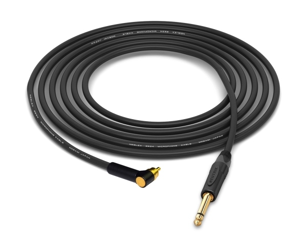 90&deg; RCA to 1/4" TS Cable | Made from Mogami 2534 Quad Cable, Neutrik & Switchcraft Gold Connectors