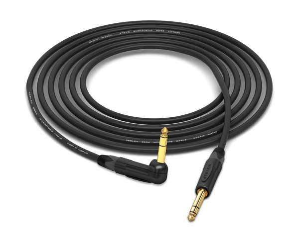 90&deg; Right-Angle 1/4" TRS to Straight 1/4" TRS Cable | Made from Mogami 2534 Quad & Neutrik Gold Connectors