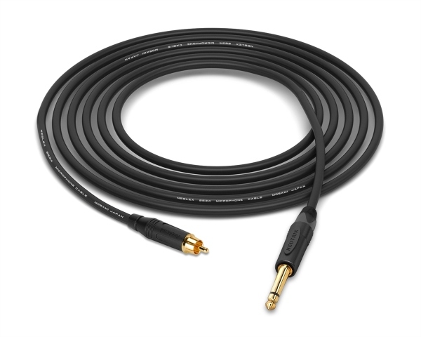 RCA to 1/4" TS Cable | Made from Mogami 2534 Quad Cable, Neutrik & Amphenol Gold Connectors