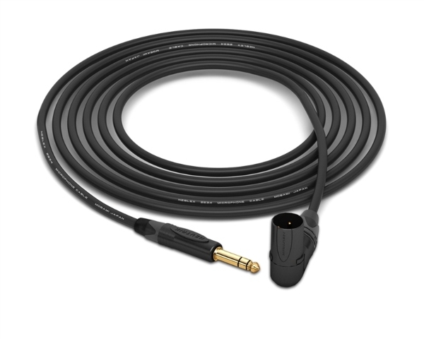 1/4" TRS to 90&deg; Right-Angle XLR-Male Cable | Made from Mogami 2534 Quad Cable & Neutrik Gold Connectors