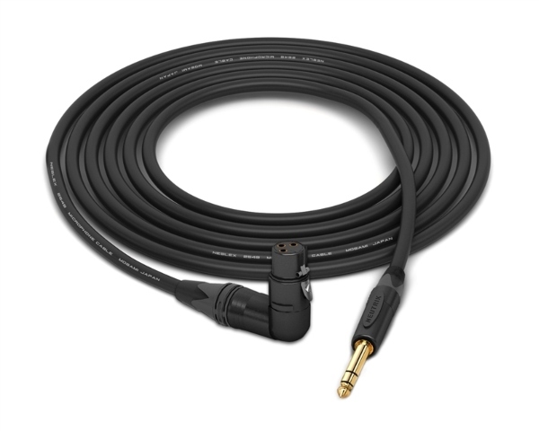 90&deg; Right-Angle XLR-Female to Straight 1/4" TRS Cable | Made from Mogami 2549 Neglex Cable & Neutrik Gold Connectors
