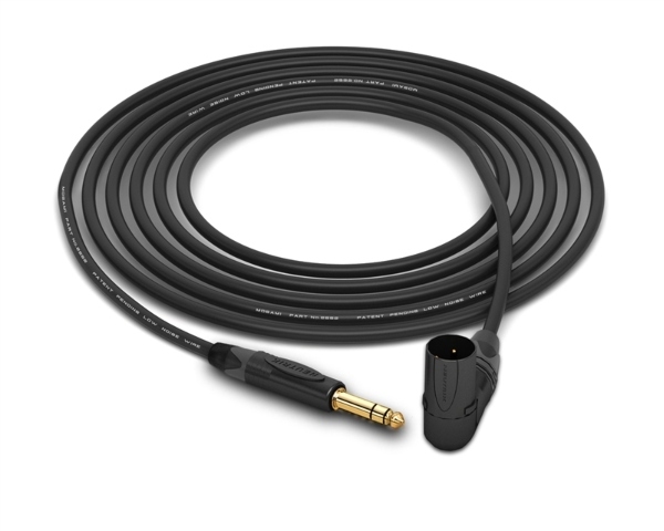 1/4" TRS to 90&deg; Right-Angle XLR-Male Cable | Made from Mogami 2552 & Neutrik Gold Connectors