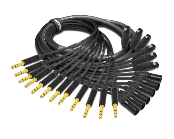 12-Channel Analog Snake | Made from Mogami 2933 & Neutrik Gold 1/4" TRS to 6 XLR-Female & 6 XLR-Male | Premium Finish ( Harness Loom )