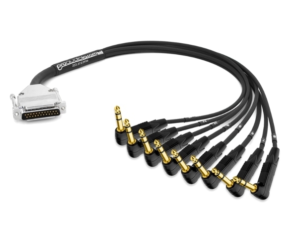 Analog DB25 to 90&deg; Right-Angle 1/4" TRS Snake Cable | Made from Mogami 2932 & Neutrik Gold Connectors | Premium Finish