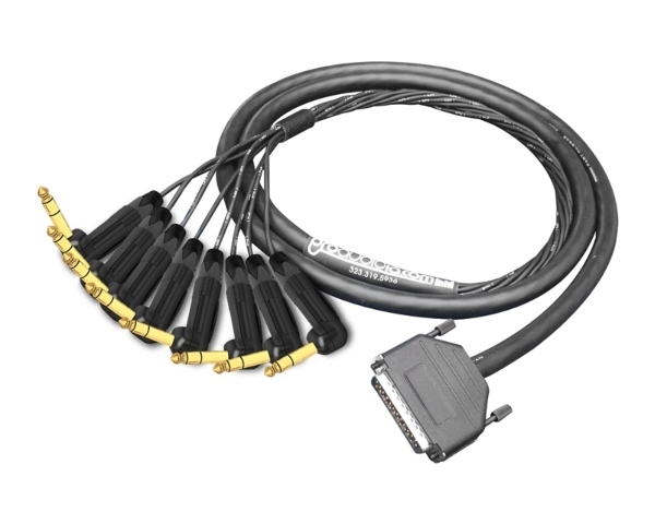 Analog DB25 to 90&deg; Right-Angle 1/4" TRS Snake Cable | Made from Mogami 2932 & Neutrik Gold Connectors | Standard Finish