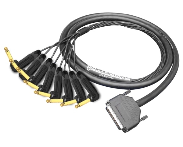 Analog DB25 to 90&deg; Right-Angle 1/4" TS Snake Cable | Made from Mogami 2932 & Neutrik Gold Connectors | Standard Finish