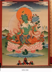 Thangka, Original Painting by RD Salga, Single Tara
