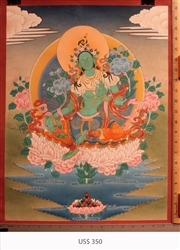 Thangka, Original Painting by RD Salga, Green Tara