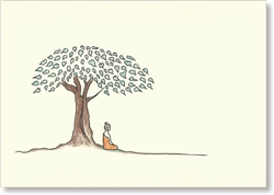 Buddha Sideview, Under Bodhi Tree - art greeting card, large size, 5"x7", by Dzogchen Ponlop
